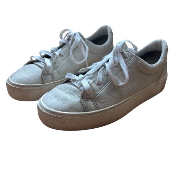 UGG Women’s White Leather Zilo Sneakers Size 8 - Picture 4 of 6